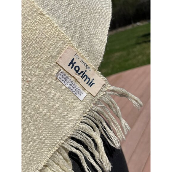 Vtg 1970’s Les Tissages Kasimir Scarf Beige 100% Laine/Wool Hand Written Label - Picture 6 of 9